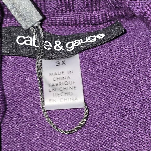Cable & Gauge Purple Cowl Neck Women's Tunic Length Sweater Plus Size 3X New - Picture 5 of 6